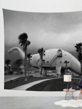 Dinosaur Wall Tapestry, Large Decor, California Route 66